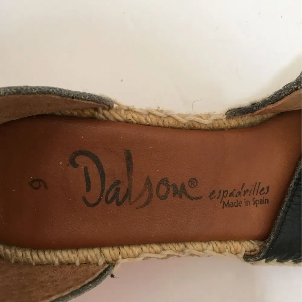 DALSON‎ ESPADRILLE WEDGES IN BLACK LEATHER